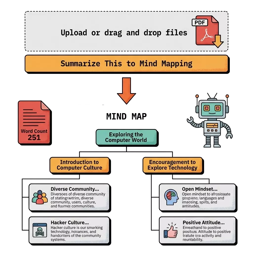 convert pdf summary into mind mapping